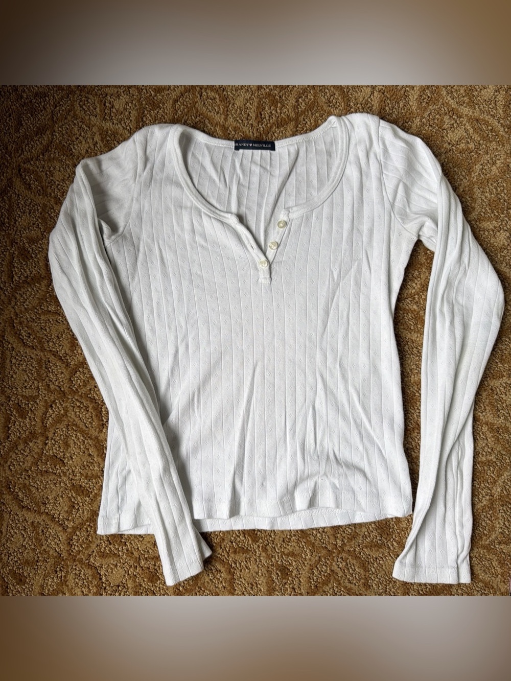 Brandy Melville Zelly Long Sleeve Top Zelly White Ribbed Long Sleeve Top